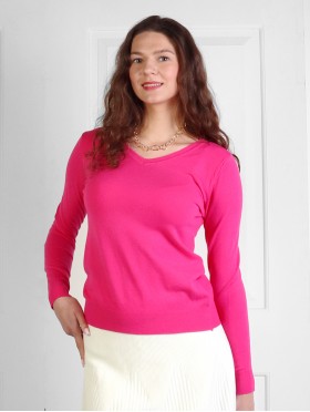 Cashmere Feeling V-Neck Soft Long Sleeves Base Top